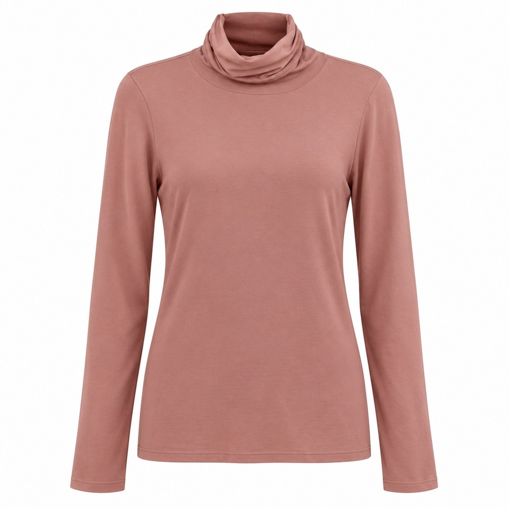 Peruvian Connection Pima Cotton Turtleneck Top Dusty Rose XS Long Sleeve